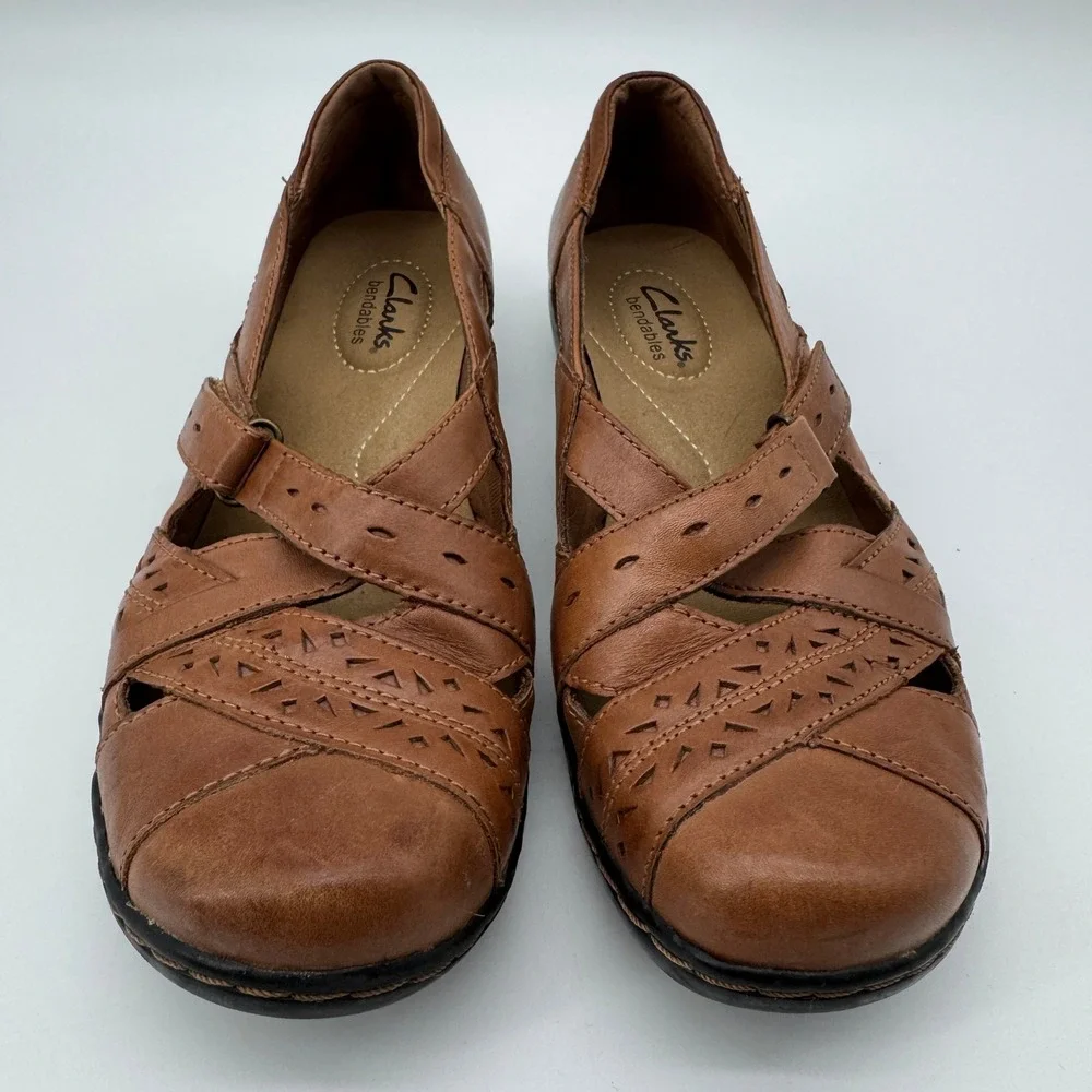 Clarks Bendables‎ Ashland River Flats Loafers 7.5M Leather Comfort Boho Granola